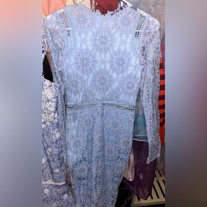 PrettyLittleThing Light Blue Floral Lace Dress